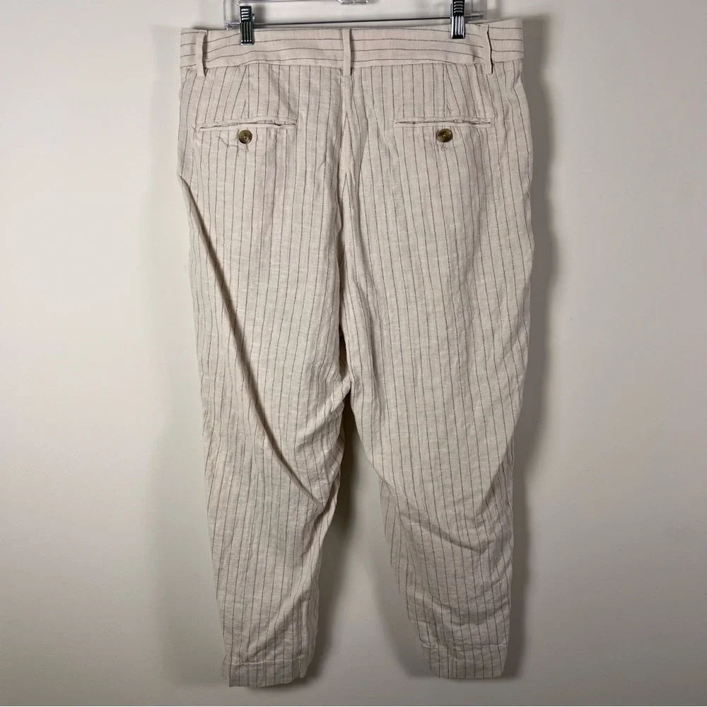 Banana Republic Womens Linen Blend Pants Size 16 Neutral Lightweight Tailored